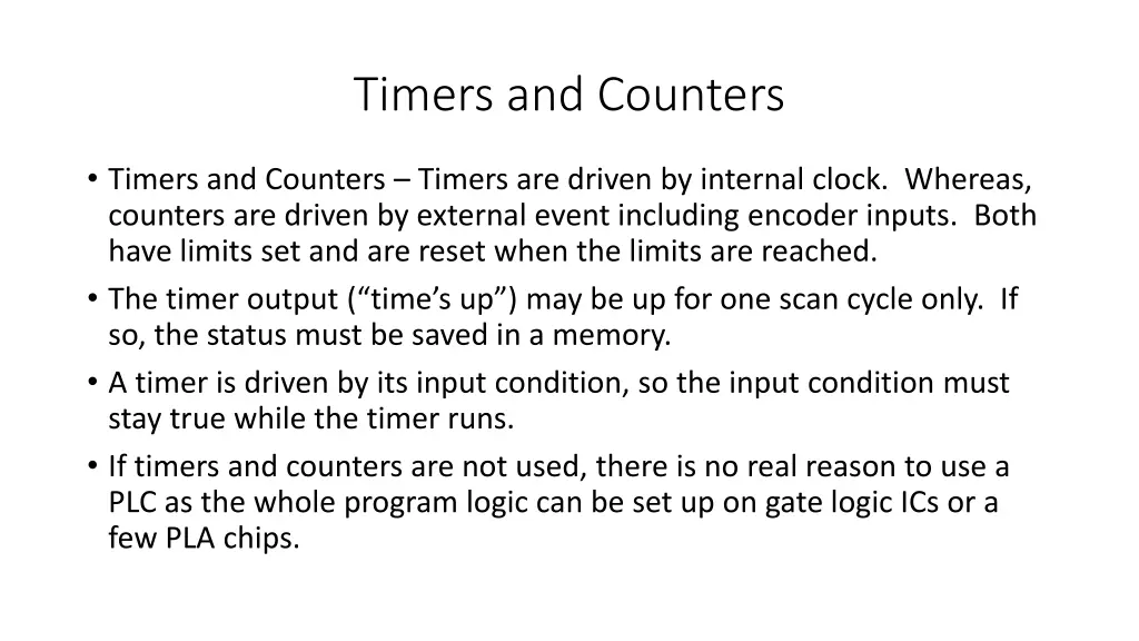 timers and counters