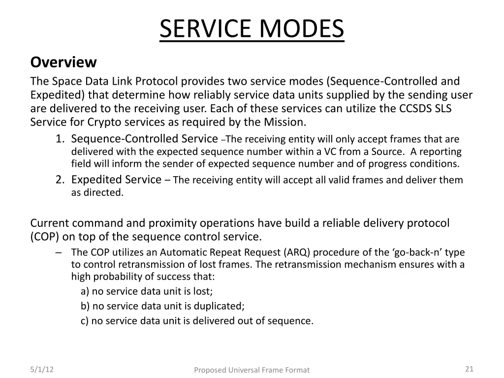 service modes