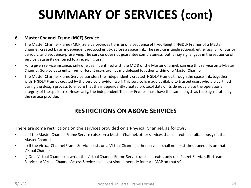 summary of services cont 1