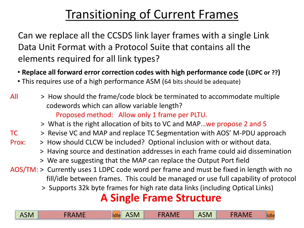 transitioning of current frames