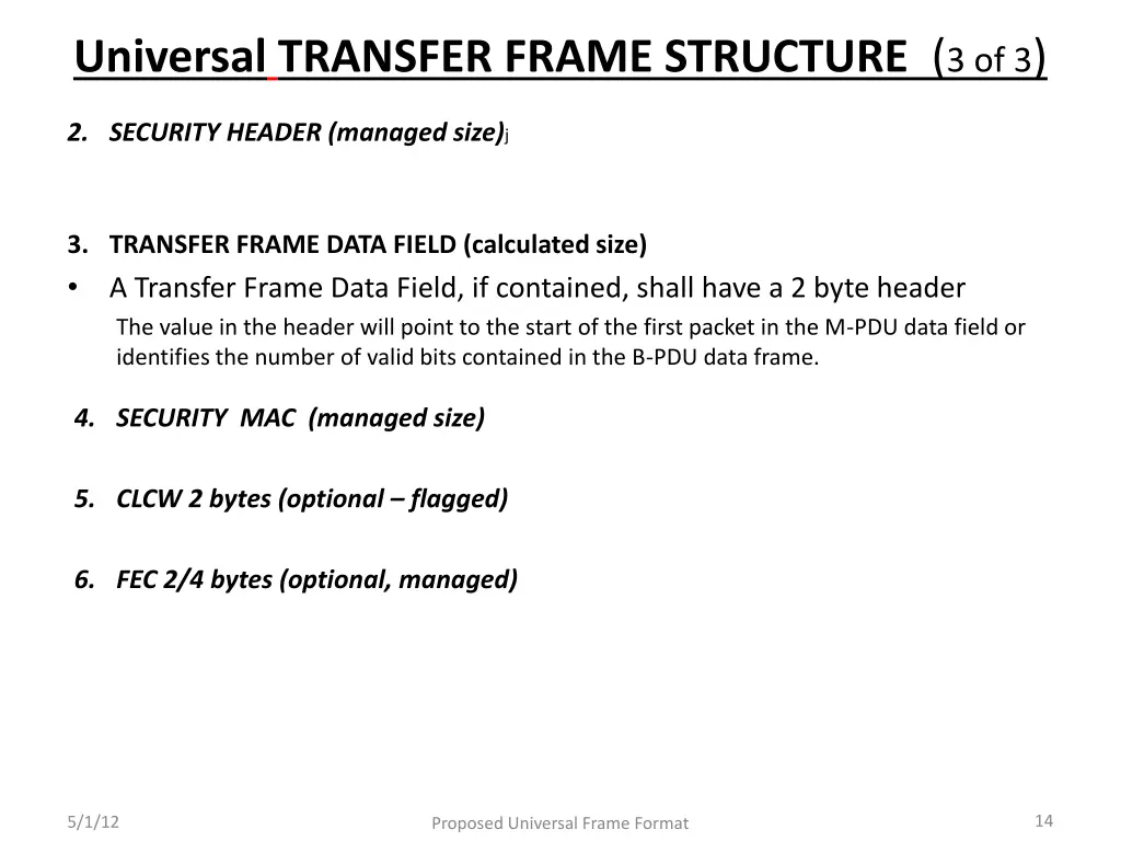 universal transfer frame structure 3 of 3