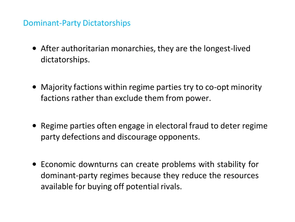 dominant party dictatorships