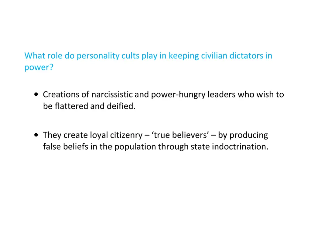 what role do personality cults play in keeping