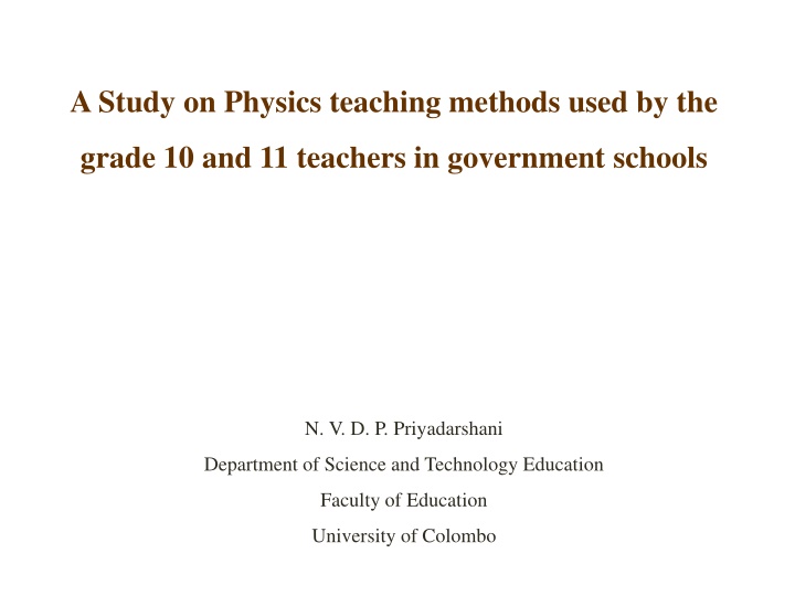 a study on physics teaching methods used by the