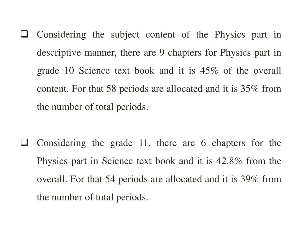 considering the subject content of the physics