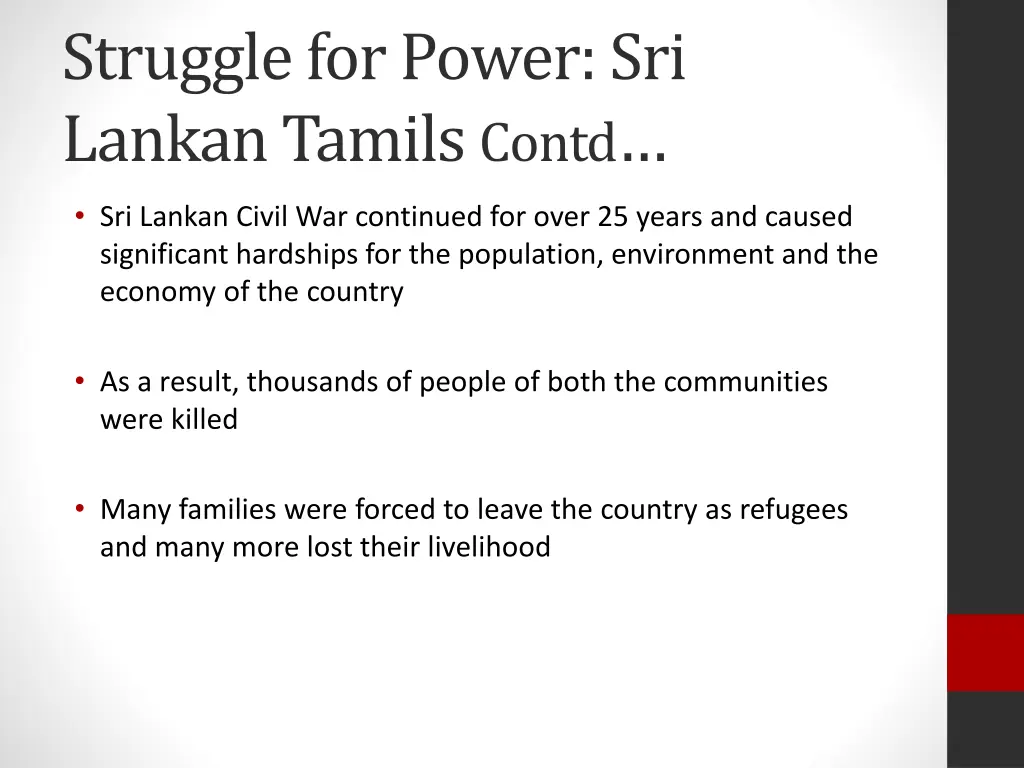 struggle for power sri lankan tamils contd