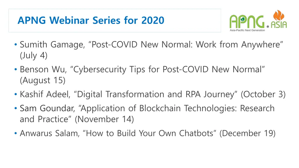 apng webinar series for 2020