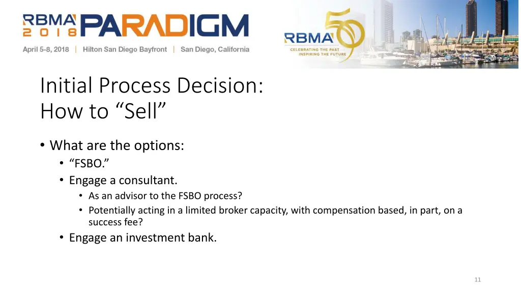 initial process decision how to sell