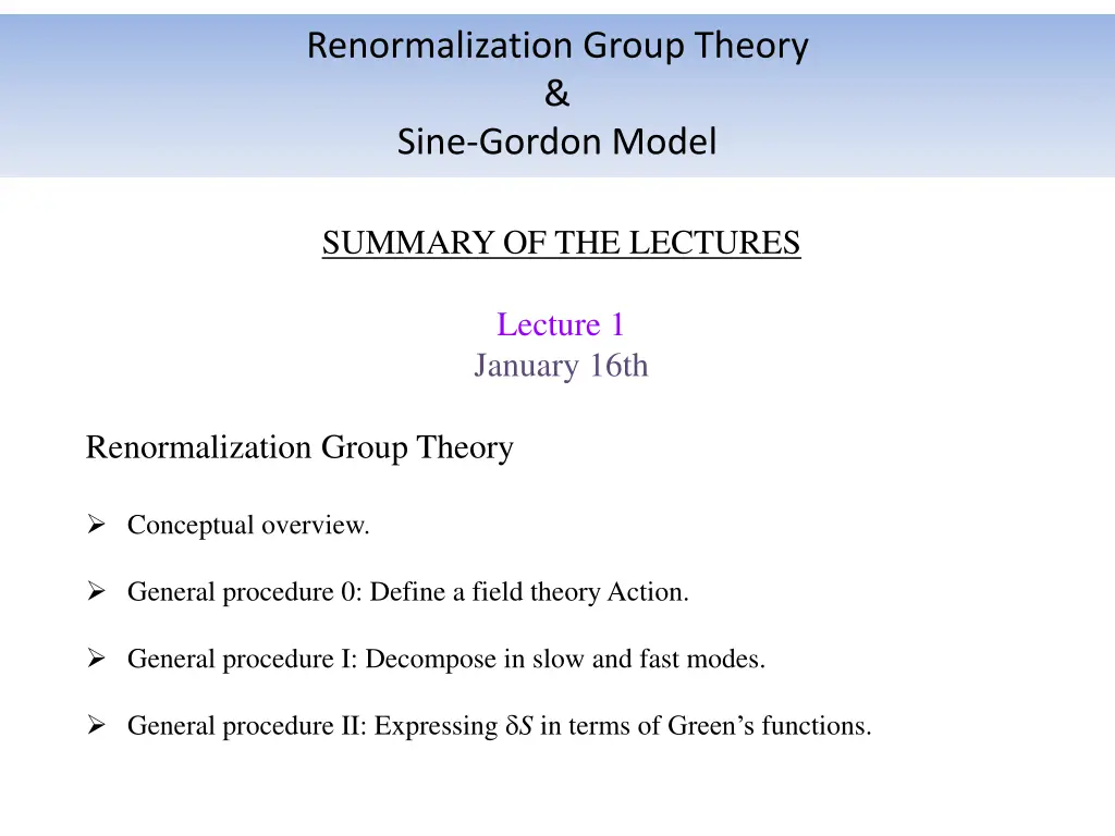 renormalization group theory sine gordon model 1