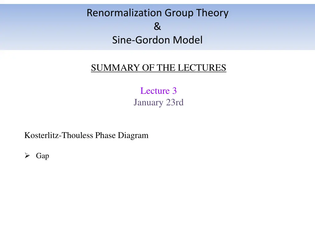 renormalization group theory sine gordon model 3