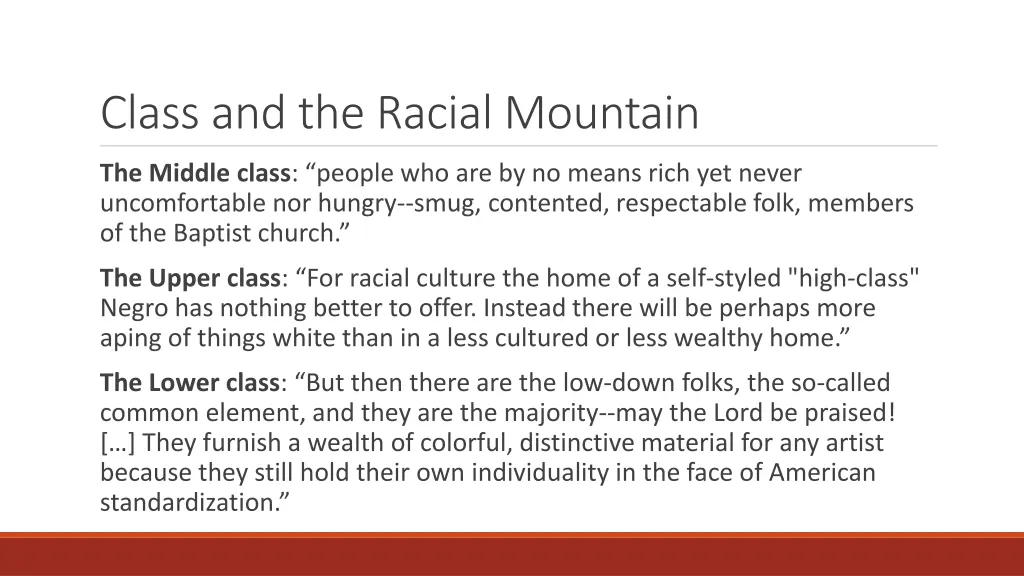 class and the racial mountain