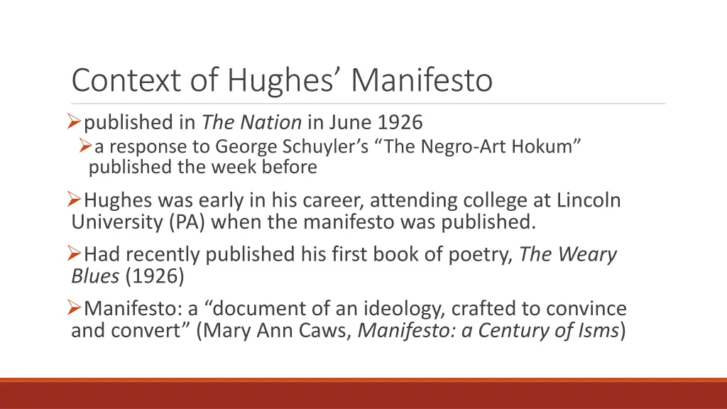 context of hughes manifesto published