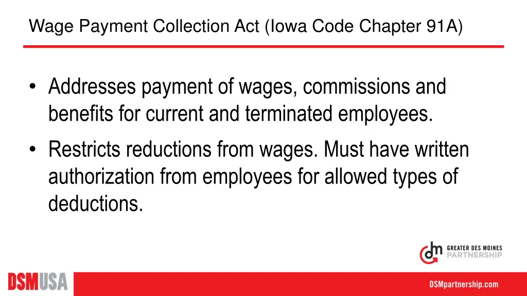 wage payment collection act iowa code chapter 91a