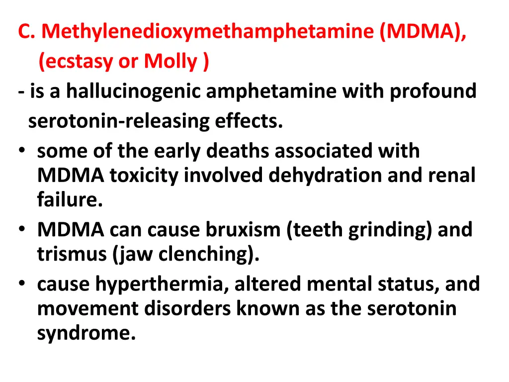 c methylenedioxymethamphetamine mdma ecstasy