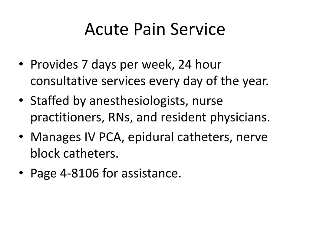 acute pain service