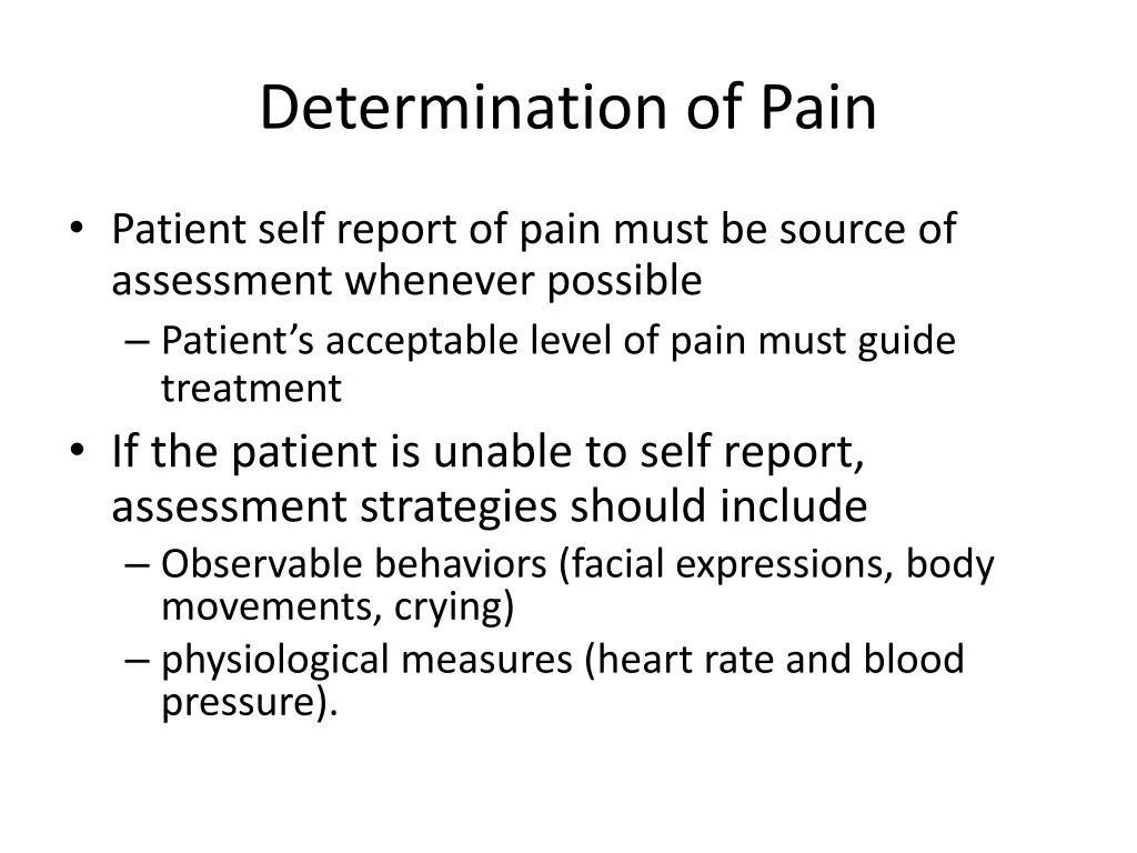 determination of pain