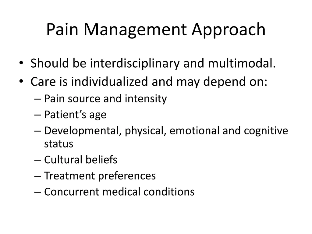 pain management approach