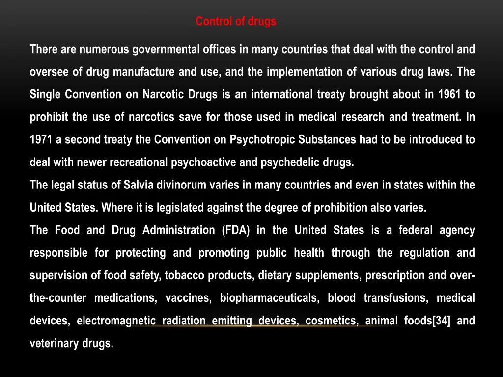 control of drugs