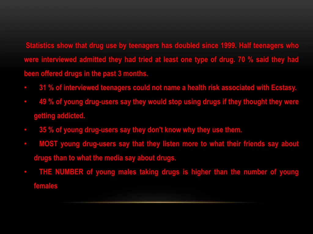 statistics show that drug use by teenagers