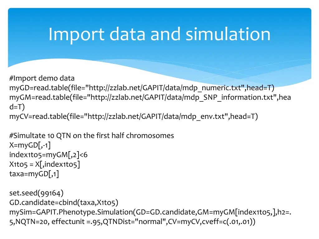 import data and simulation