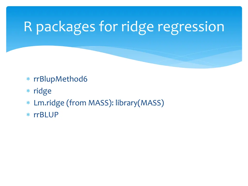 r packages for ridge regression