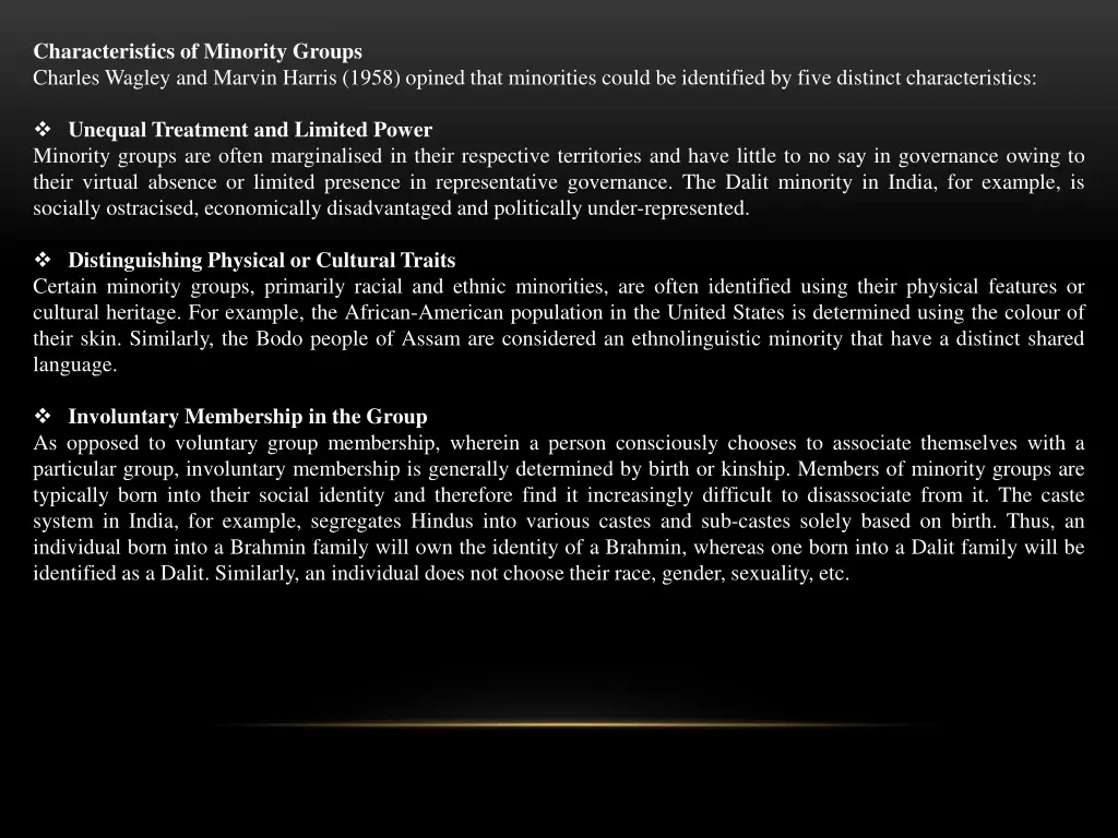 characteristics of minority groups charles wagley