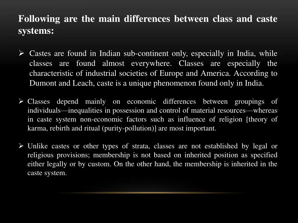 following are the main differences between class