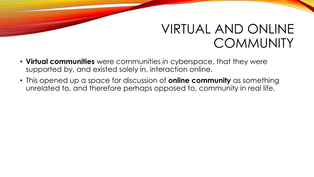 virtual and online community