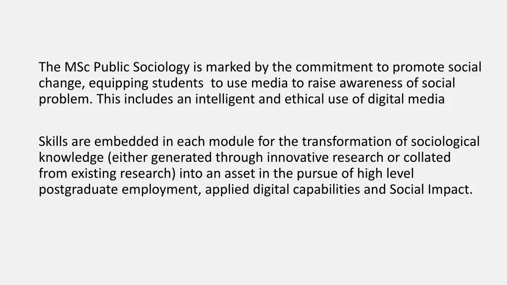 the msc public sociology is marked