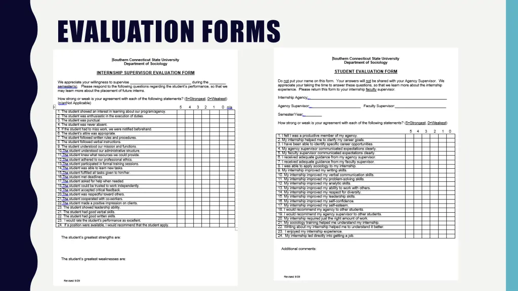 evaluation forms