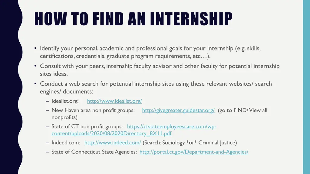 how to find an internship