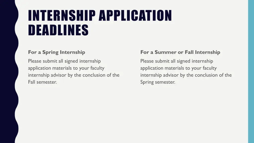 internship application deadlines