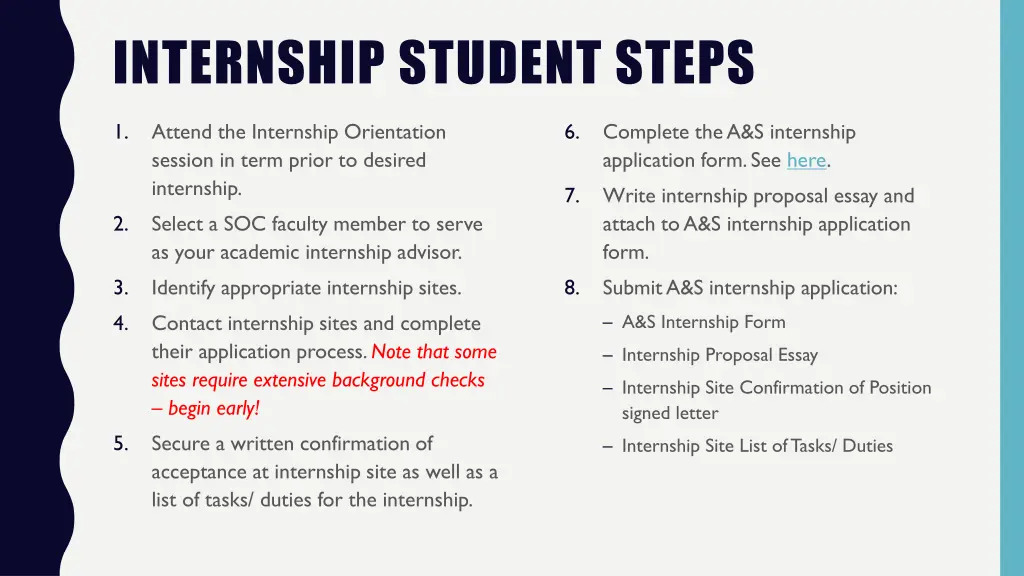 internship student steps