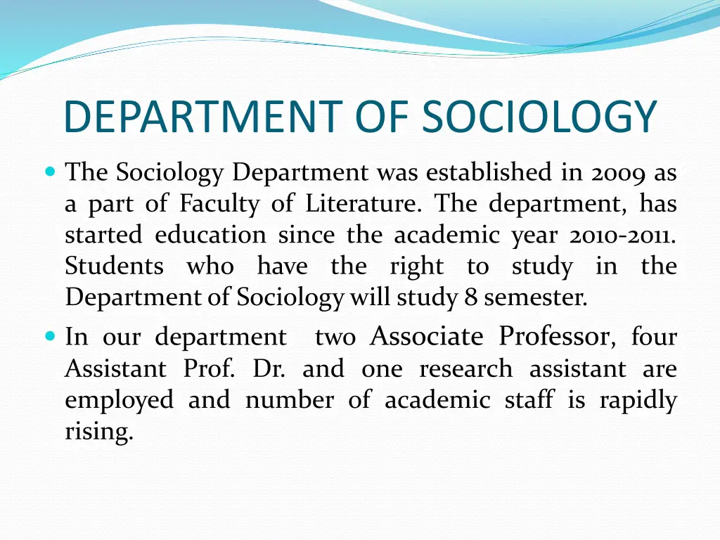 department of sociology