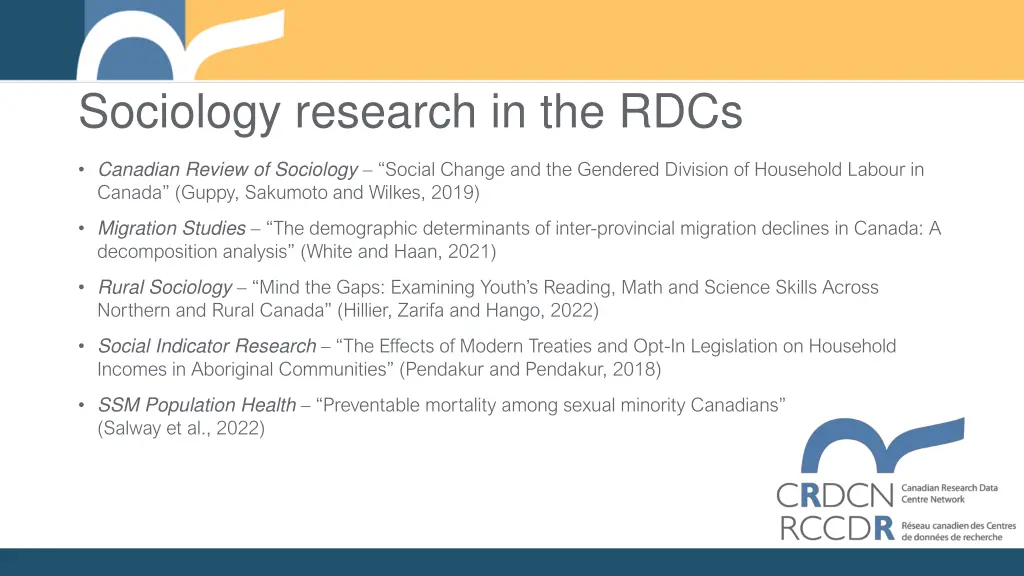 sociology research in the rdcs