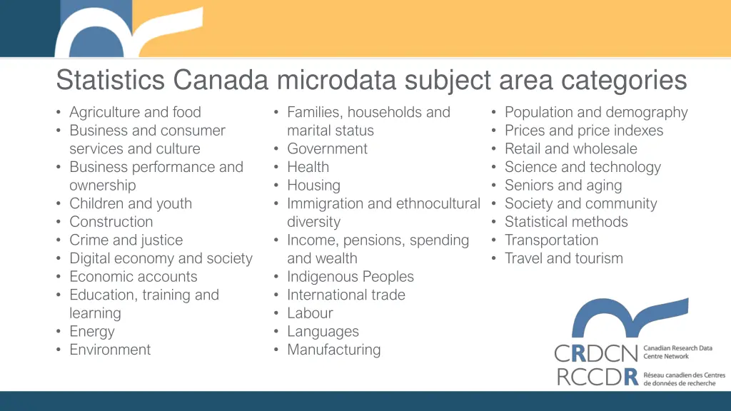 statistics canada microdata subject area