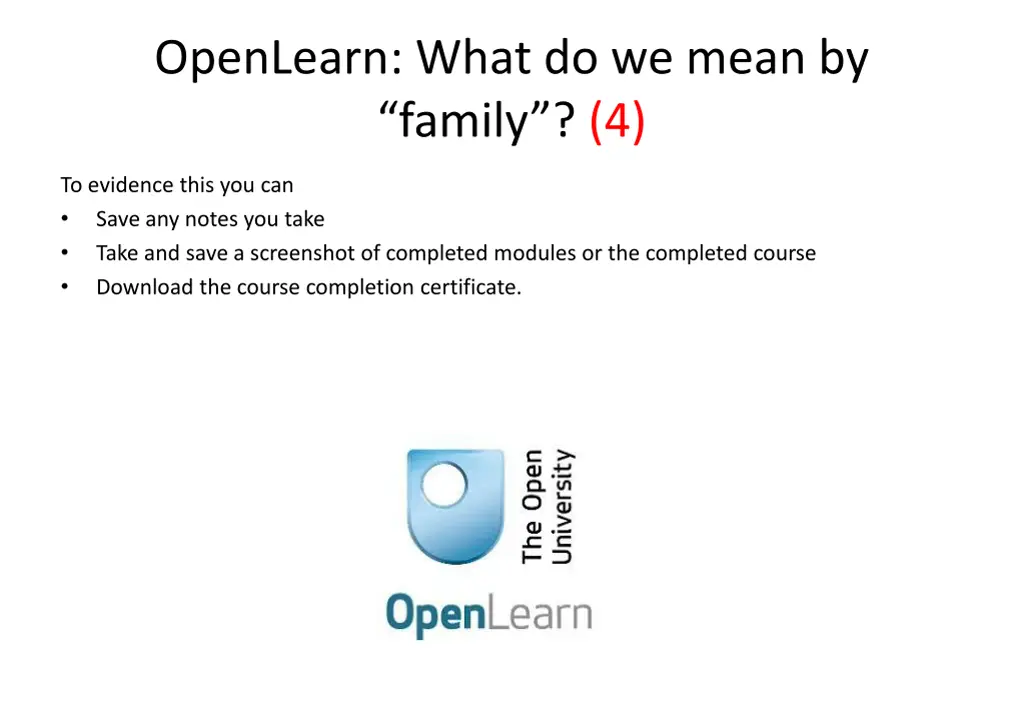 openlearn what do we mean by family 4