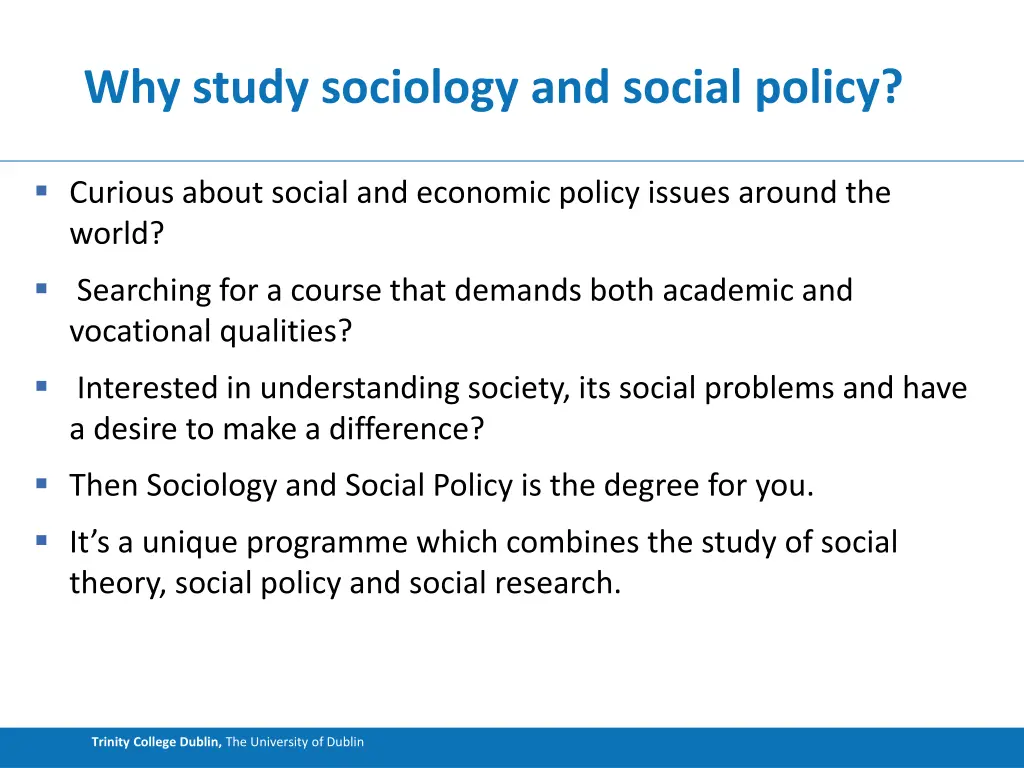 why study sociology and social policy