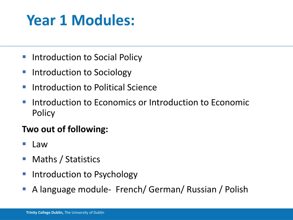 year 1 modules