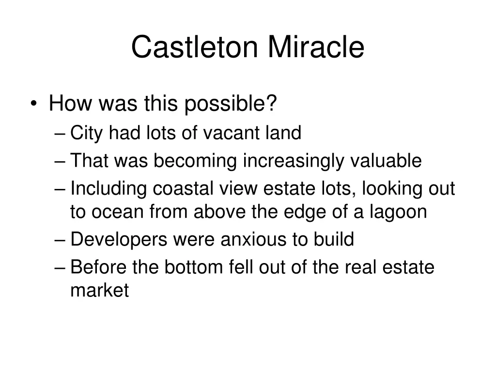 castleton miracle