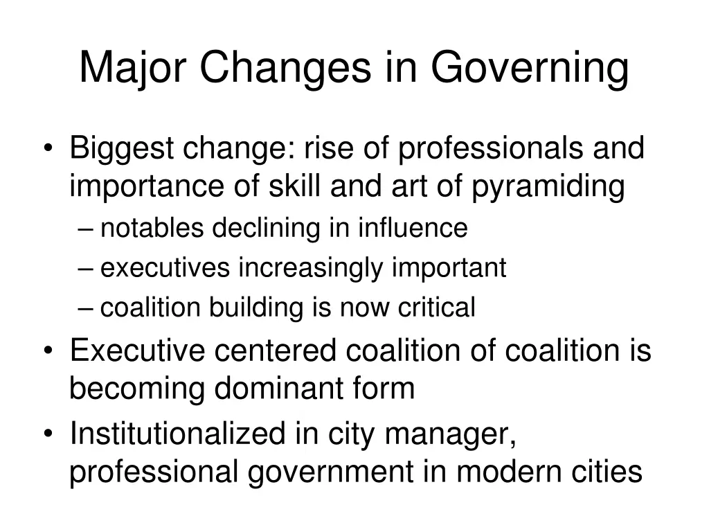 major changes in governing