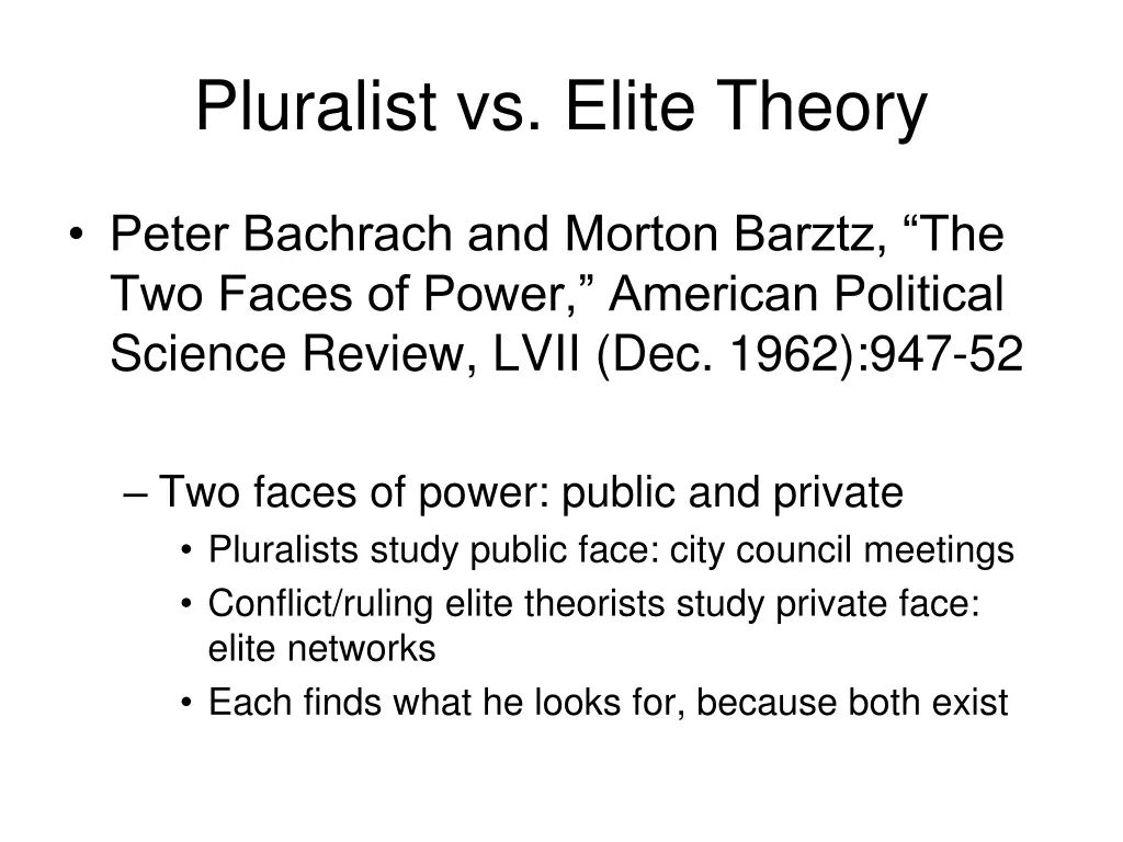 pluralist vs elite theory