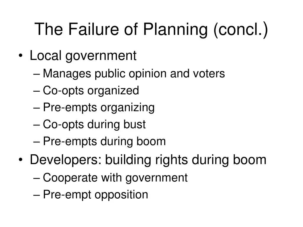 the failure of planning concl