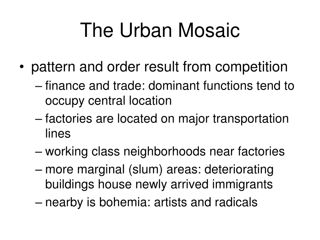 the urban mosaic