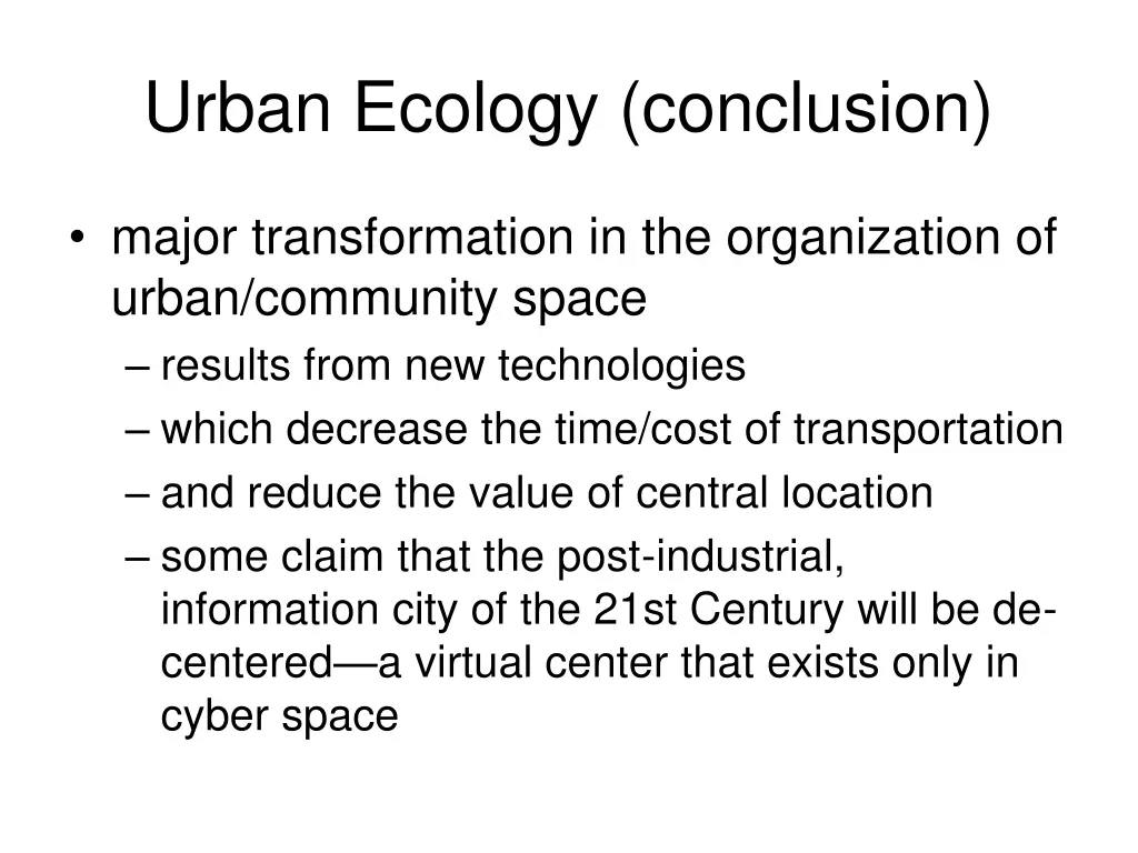 urban ecology conclusion