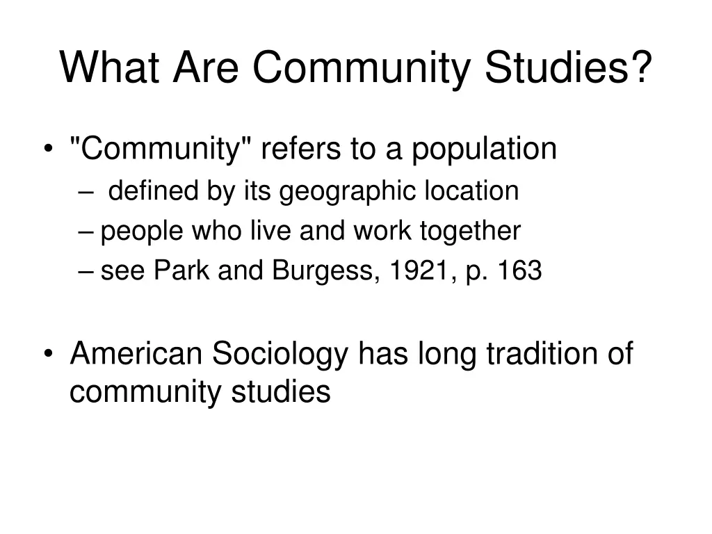 what are community studies