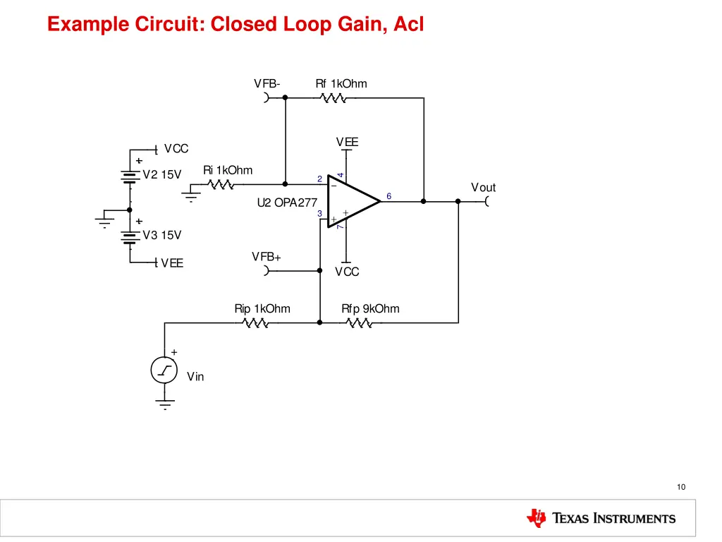 example circuit closed loop gain acl