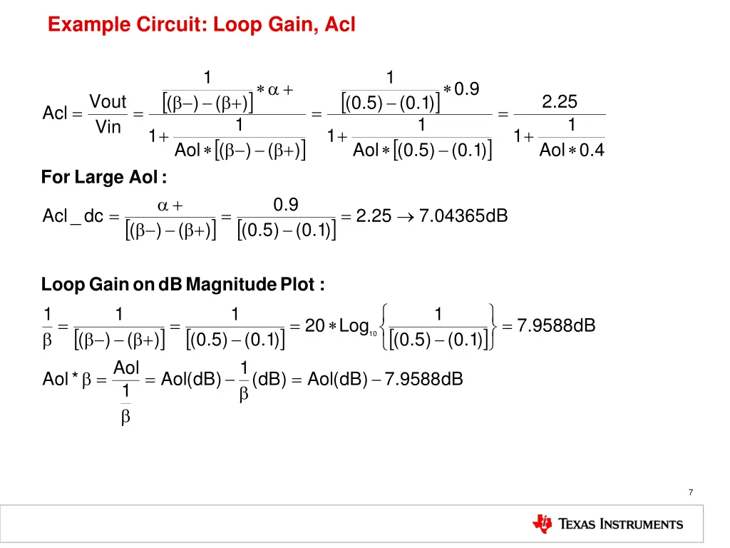 example circuit loop gain acl 1