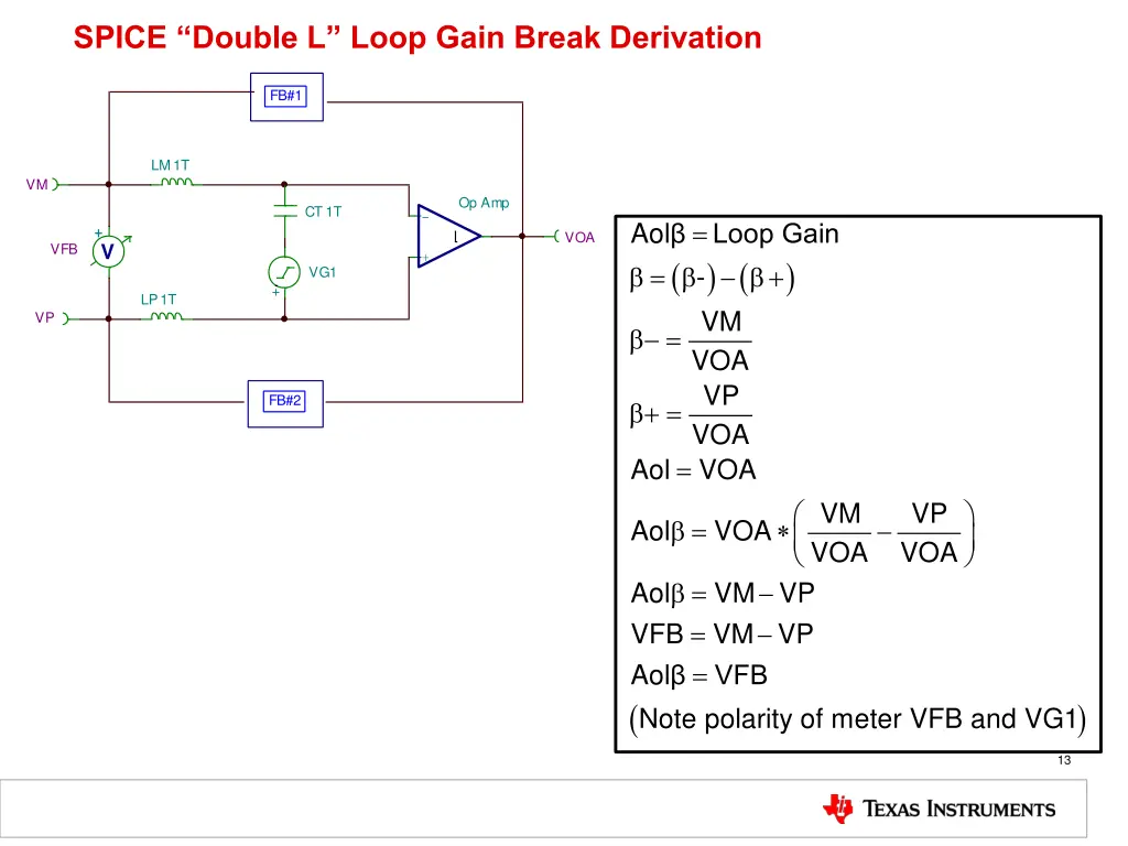 spice double l loop gain break derivation