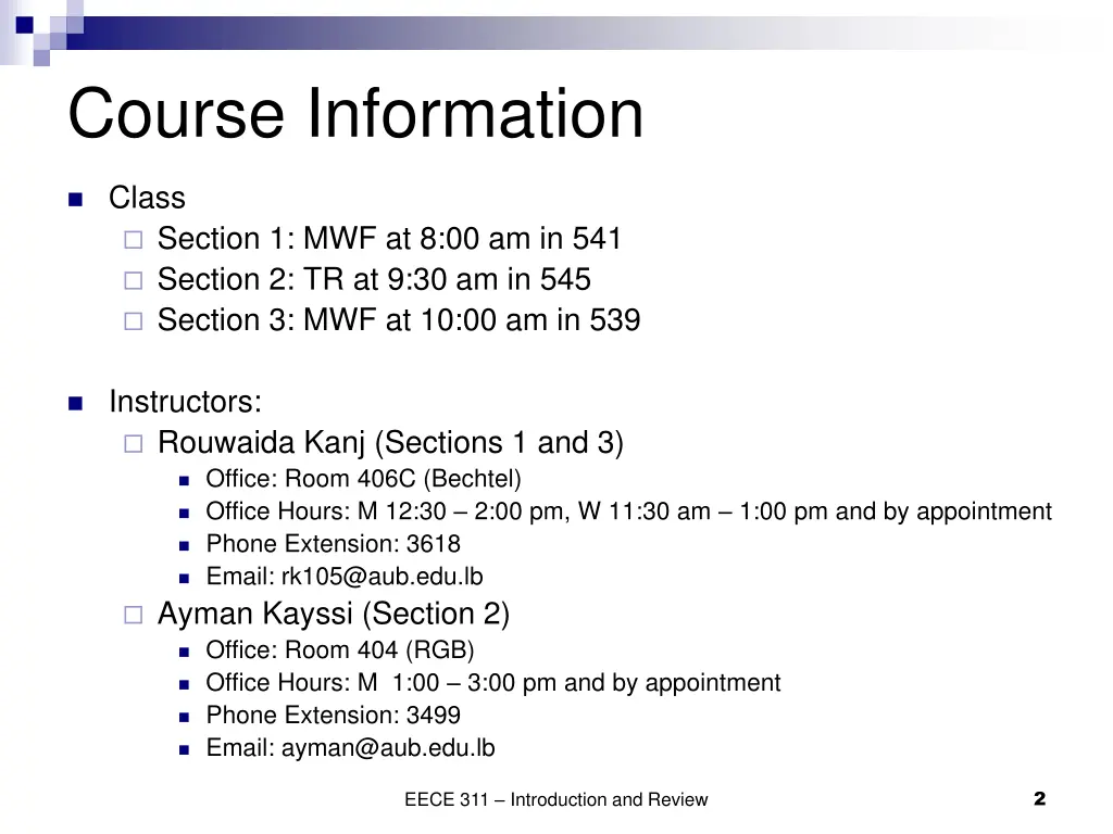 course information